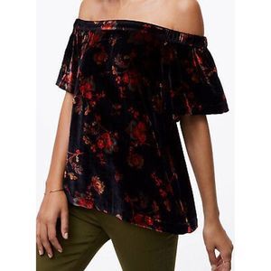 NWT Loft Petites Off the Shoulder Velvet Top